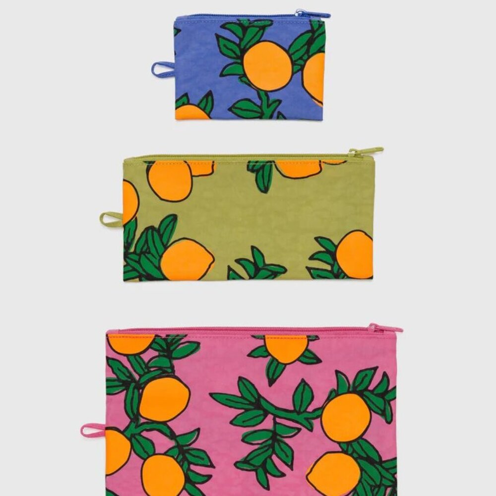NWT Baggu Flat Pouch Set - Orange Tree